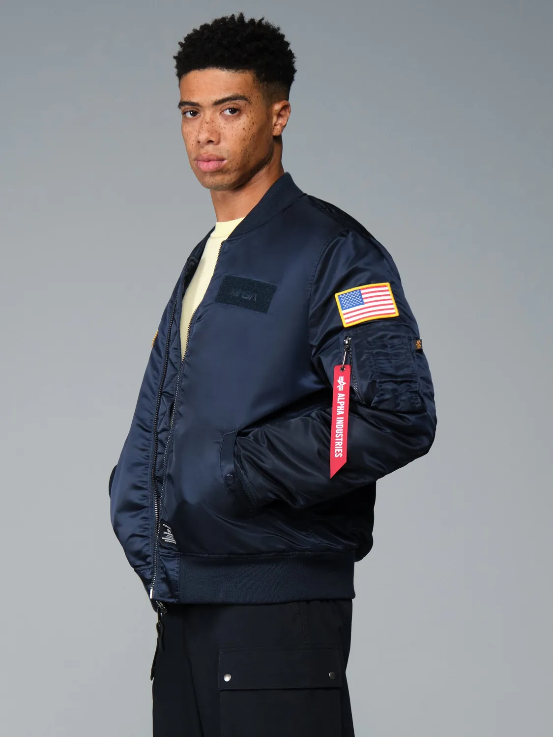 Alpha Industries NASA MA-1 geaca bomber albastra captusita