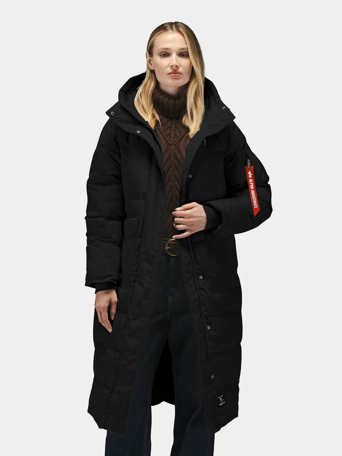 Alpha Industries Sierra Long Puffer parka dama neagra puf
