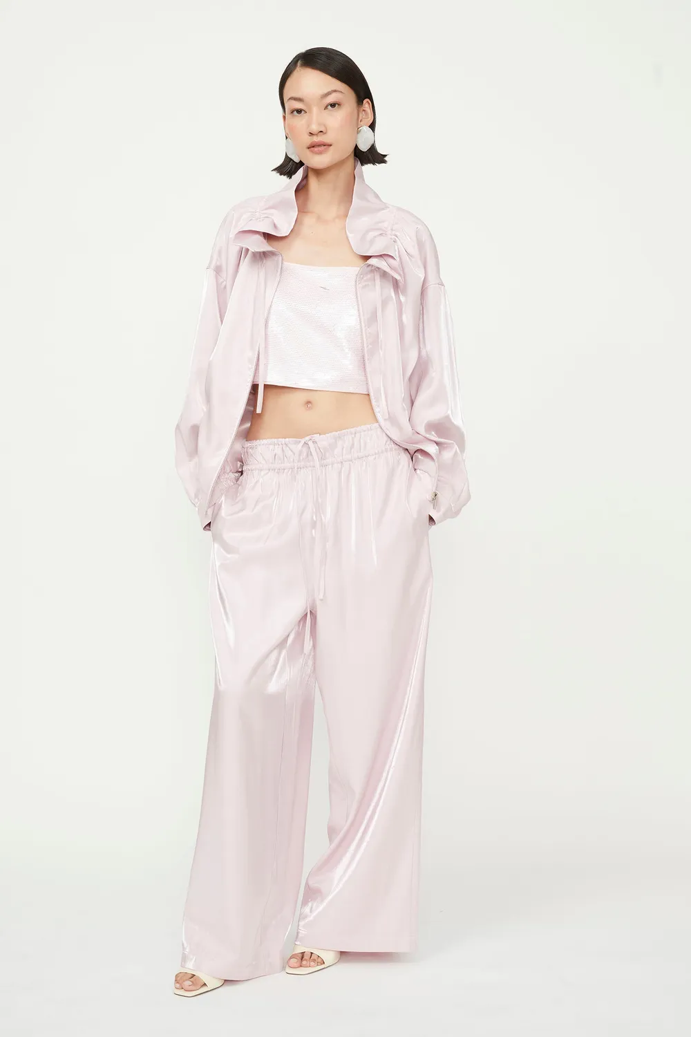 Isabelle Blanche Jacket geaca roz bomber satinata