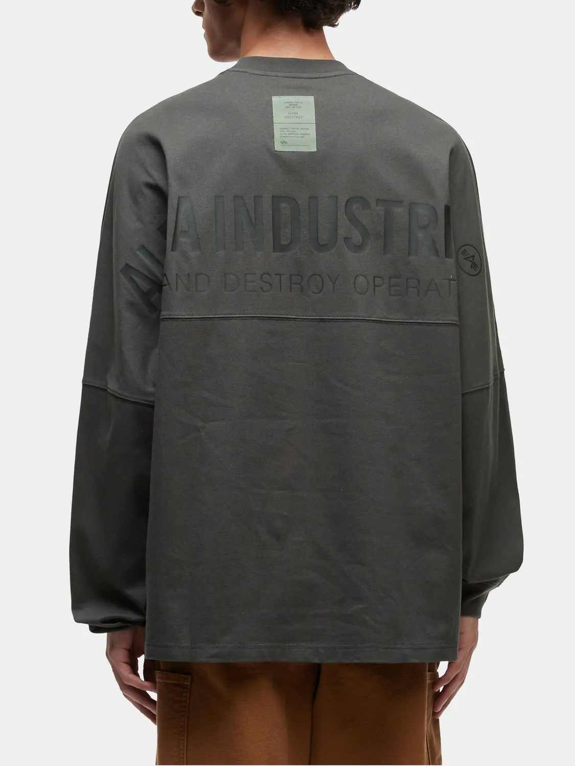 Alpha Industries UNFRM tricou gri mânecă lungă bumbac