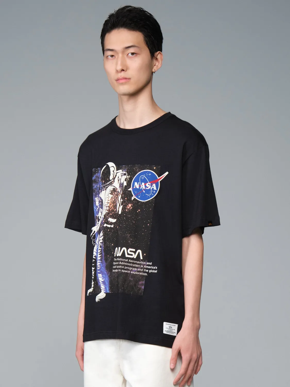 Alpha Industries NASA Astronaut tricou negru bumbac