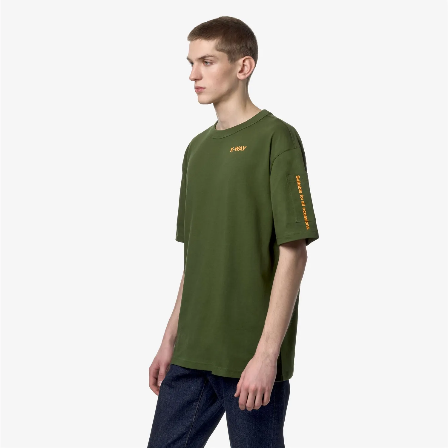 K-Way Fantome Sleeve Pocket tricou verde XS bumbac gros