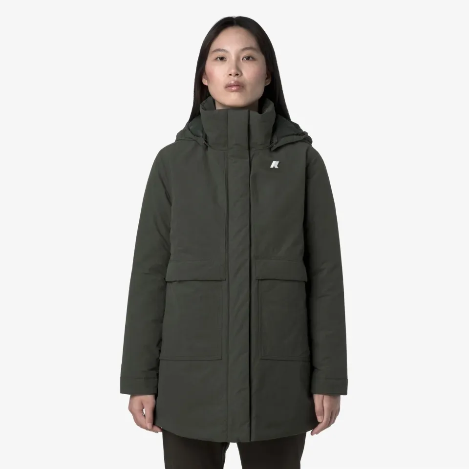 K-Way Kalima Warm Cotton Nylon palton dama verde 3/4