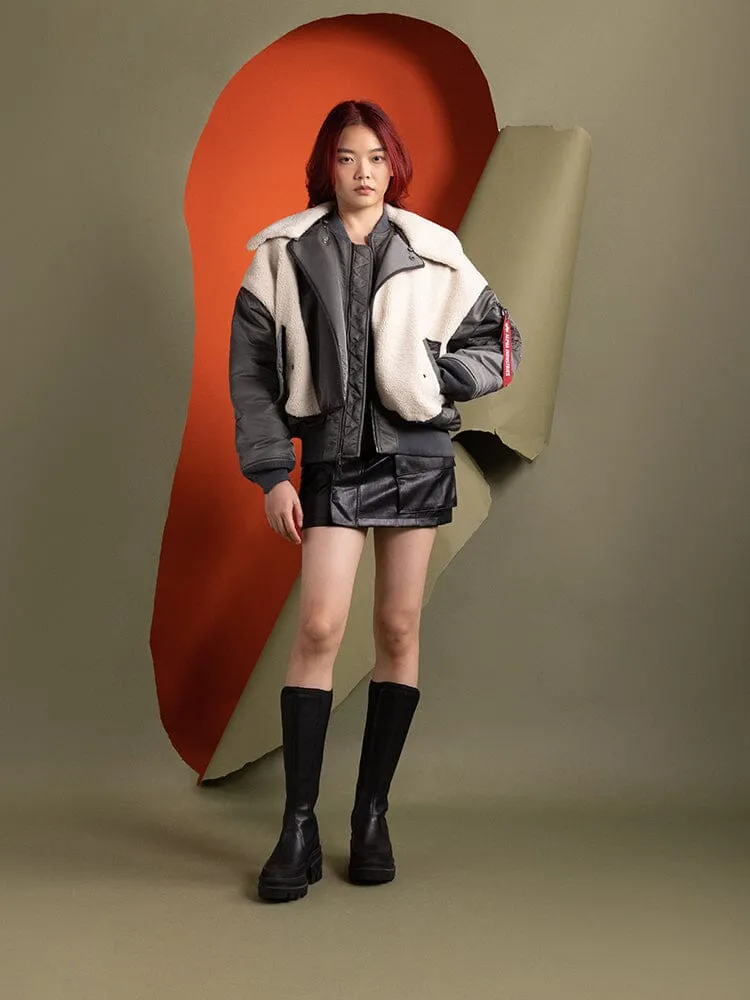 Alpha Industries B-15 Sherpa geaca bomber dama gri calduros