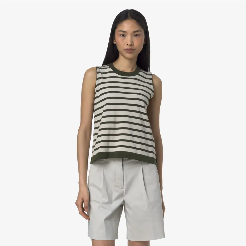 K-Way Geri Stripes vesta dama bej-verde dungi