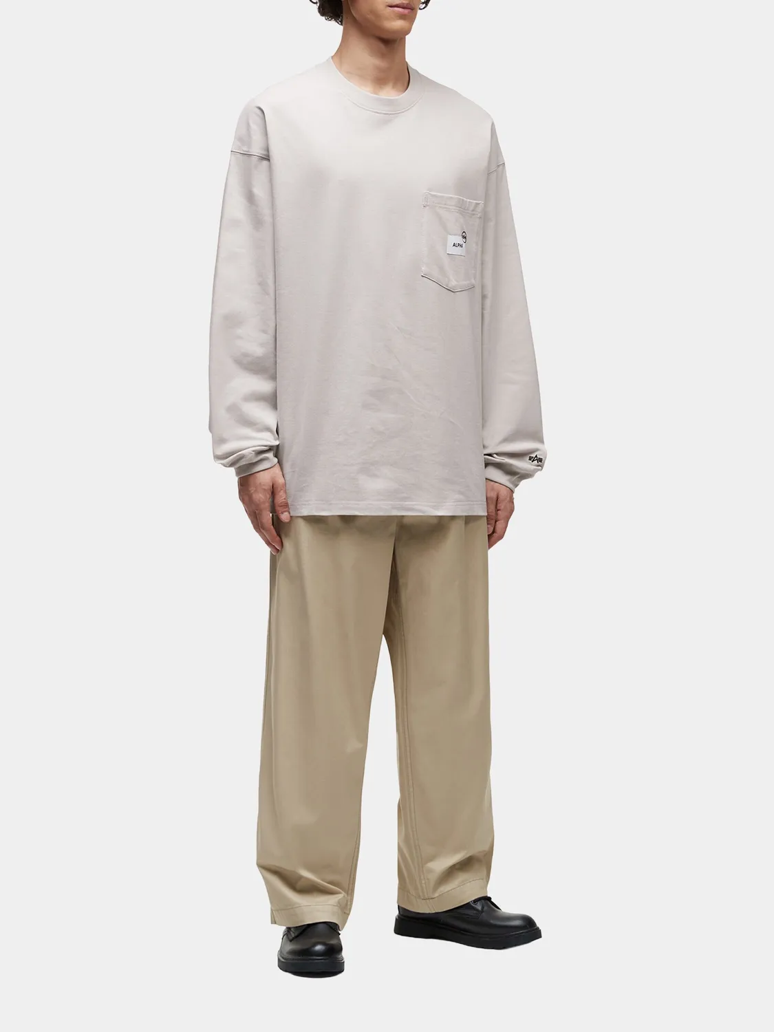 Alpha Industries UNFRM Pocket tricou maneca lunga ivory bumbac