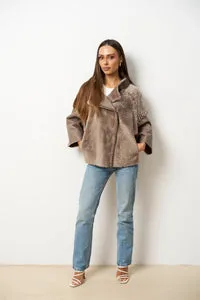 Mareus Poncho shearling 636 Cinnamon piele naturală