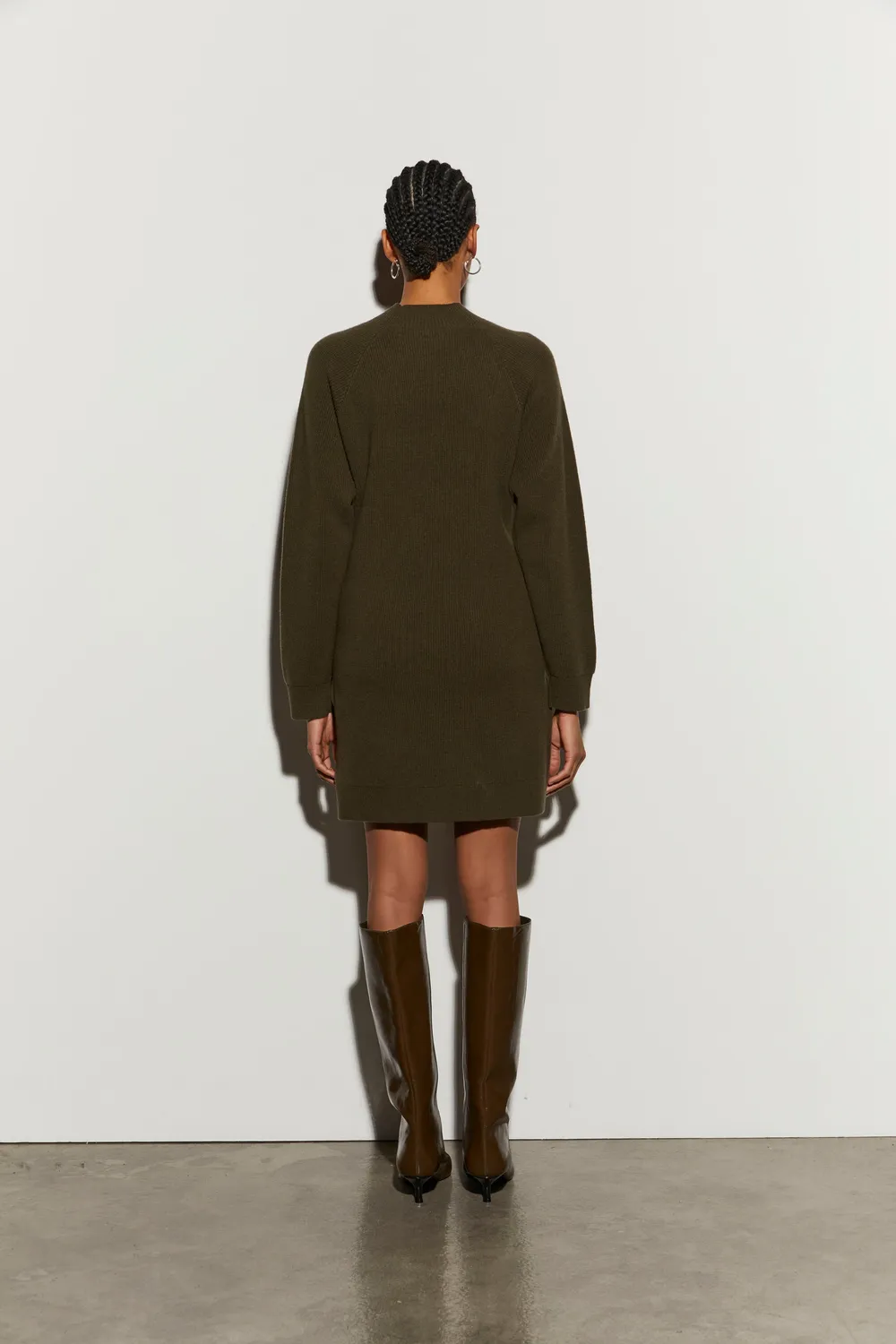 Isabelle Blanche rochie scurta tricotata verde lana