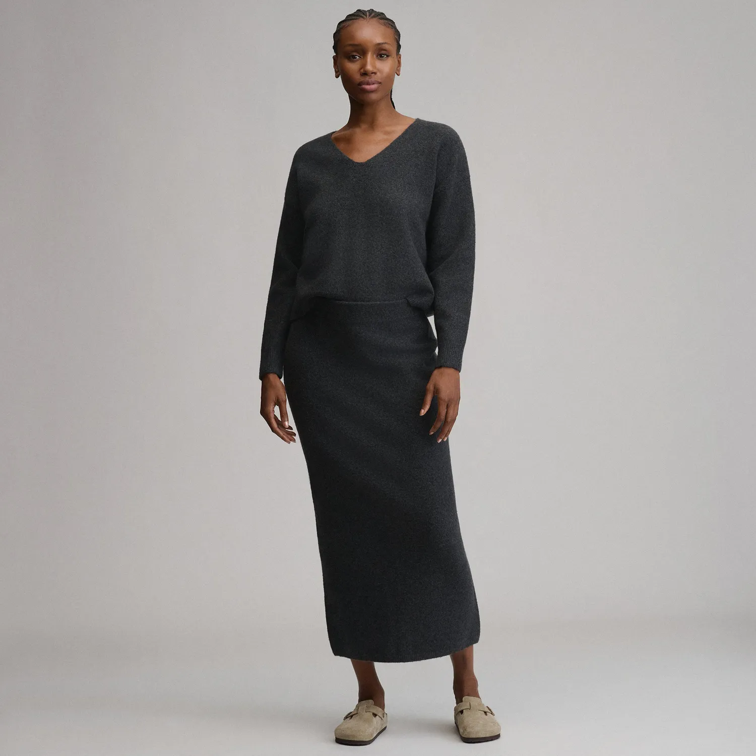 Eddie Bauer Sweater Skirt fusta midi femei gri calduroasa