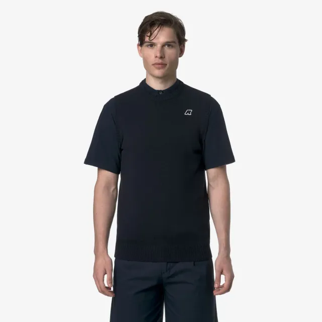 K-Way Golf Jeano vestă tricotată albastră bumbac