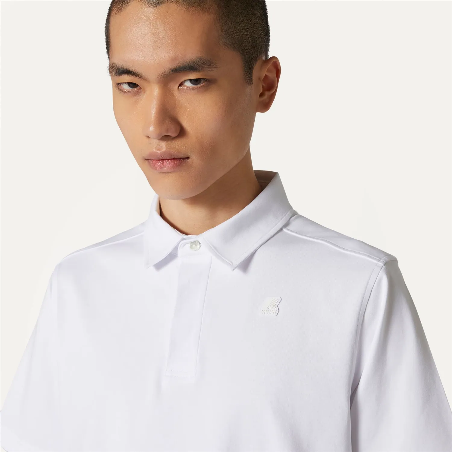 K-Way Vincelle tricou polo alb bumbac stretch