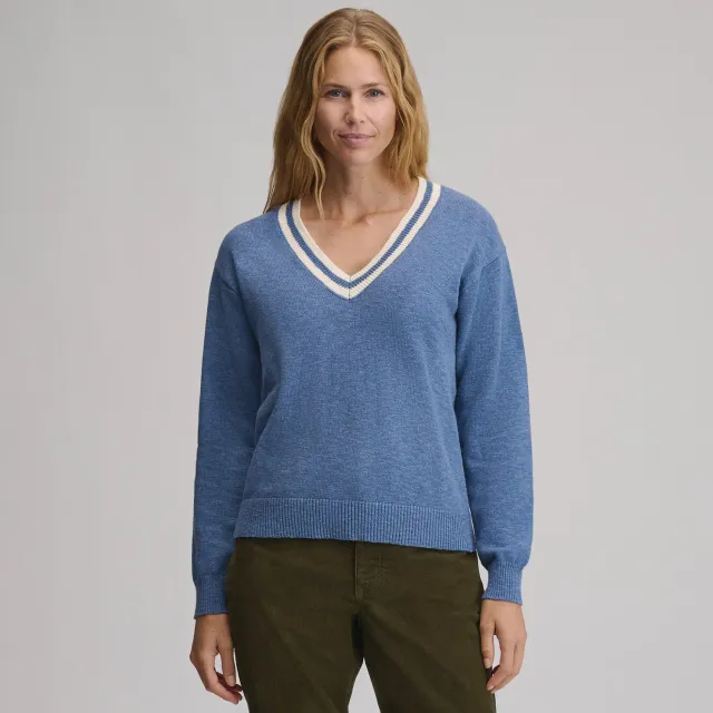 Eddie Bauer Everyday V-Neck pulover dama Dk Chambray