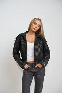 Mareus Diamond Black 660 geacă piele neagră crop