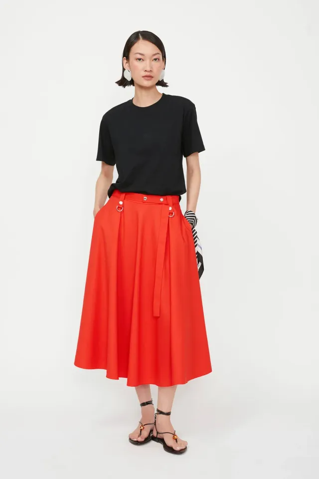 Isabelle Blanche Skirt fustă cloș tangerine metalizată