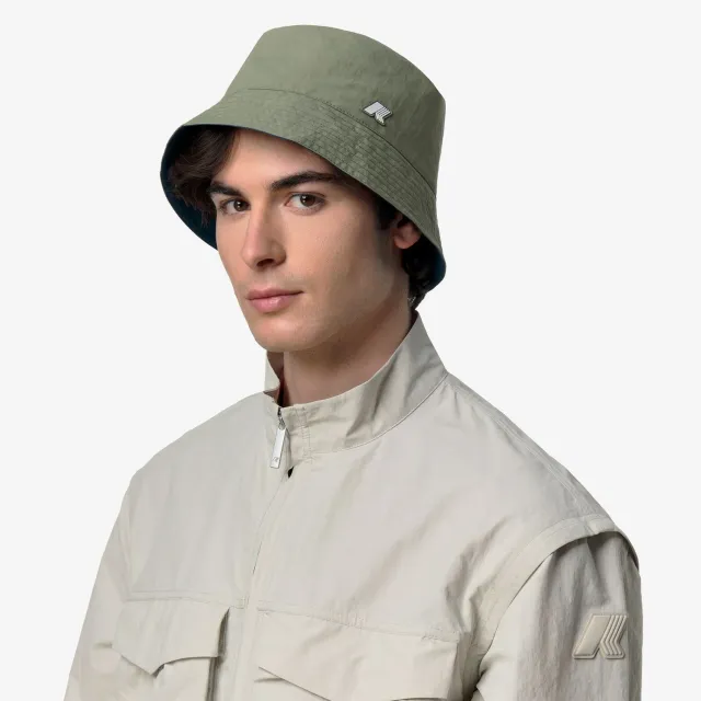 K-Way Shavit Cotton Double palarie bucket verde reversibila