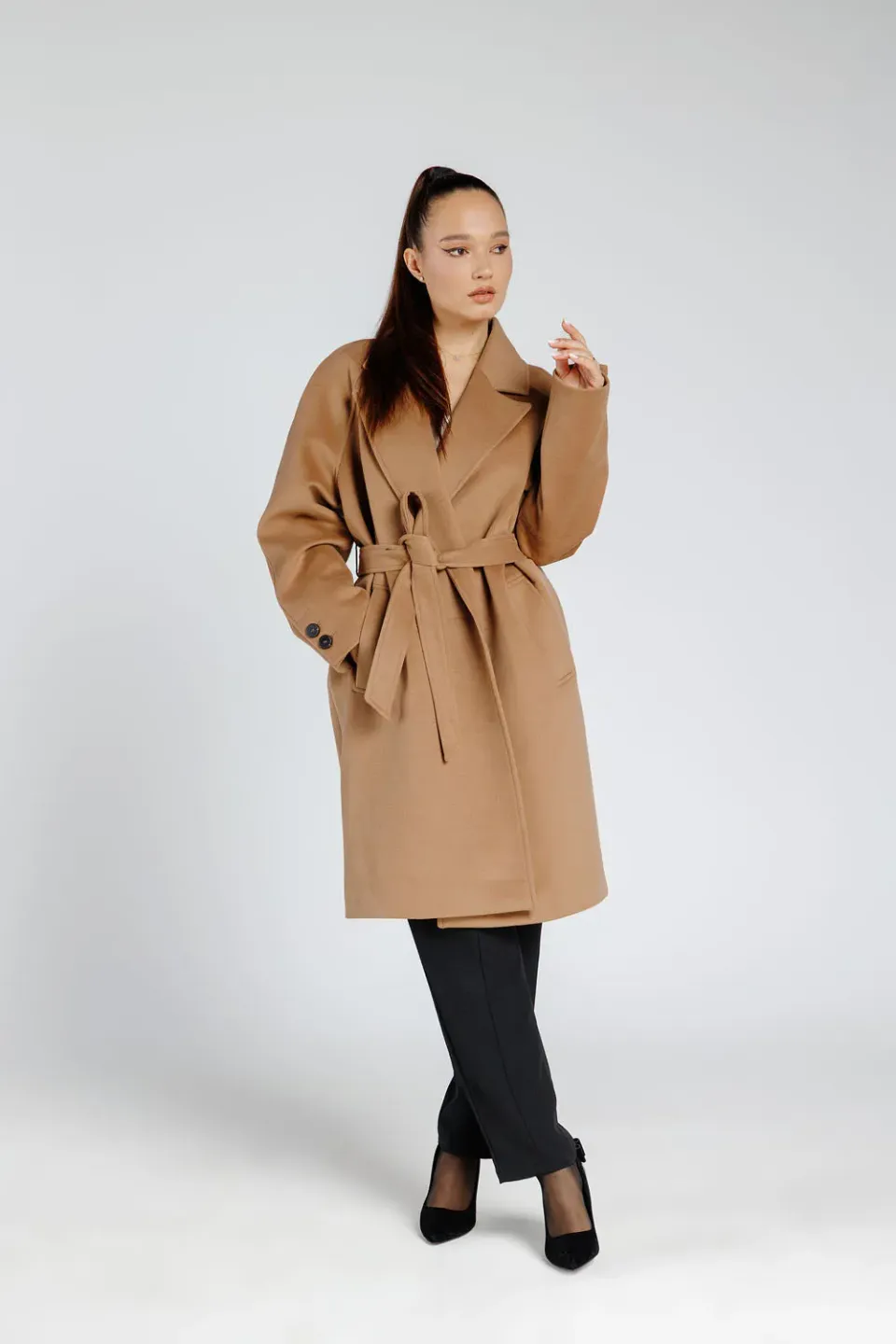 Mareus Palton cașmir 367 Camel cu cordon 100 cm