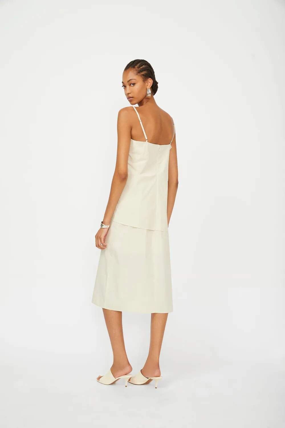 Isabelle Blanche rochie bumbac bej Chardonnay poplin