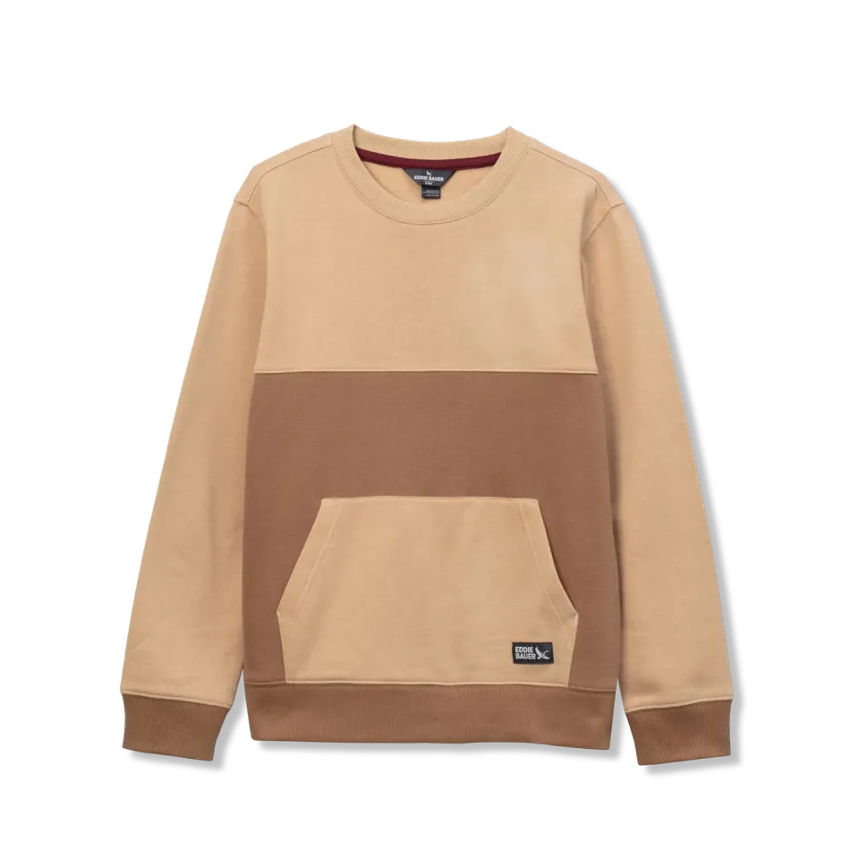 Eddie Bauer Camp Fleece Crewneck bluză Grey Heather bumbac