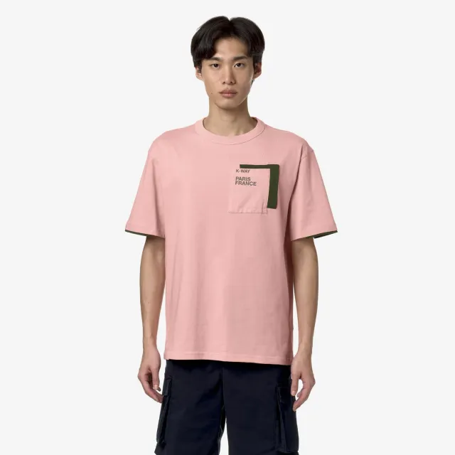 K-Way Fantome Contrast Pockets tricou barbati roz bumbac