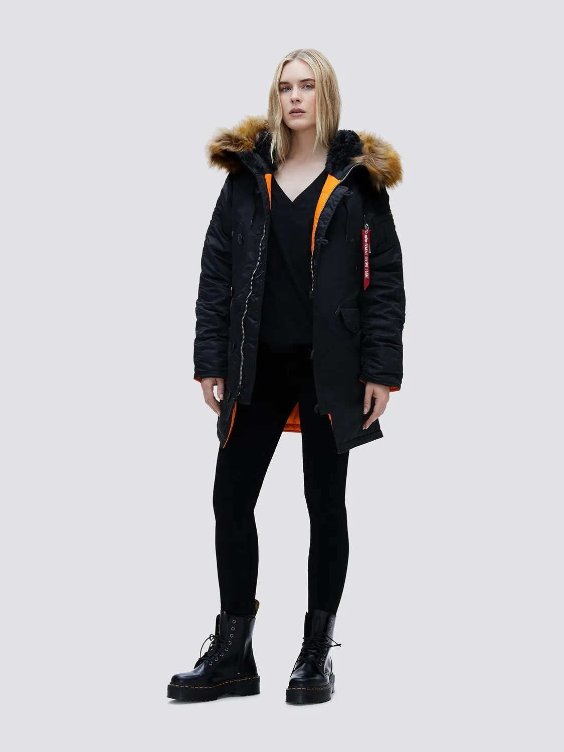 Alpha Industries N-3B parka dama neagra calduroasa