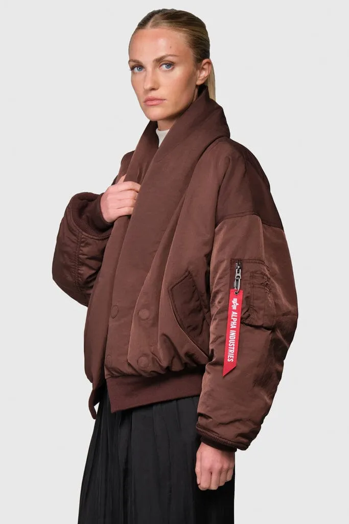 Alpha Industries Shawl Collar Bomber Jacket geaca dama Cocoa puf