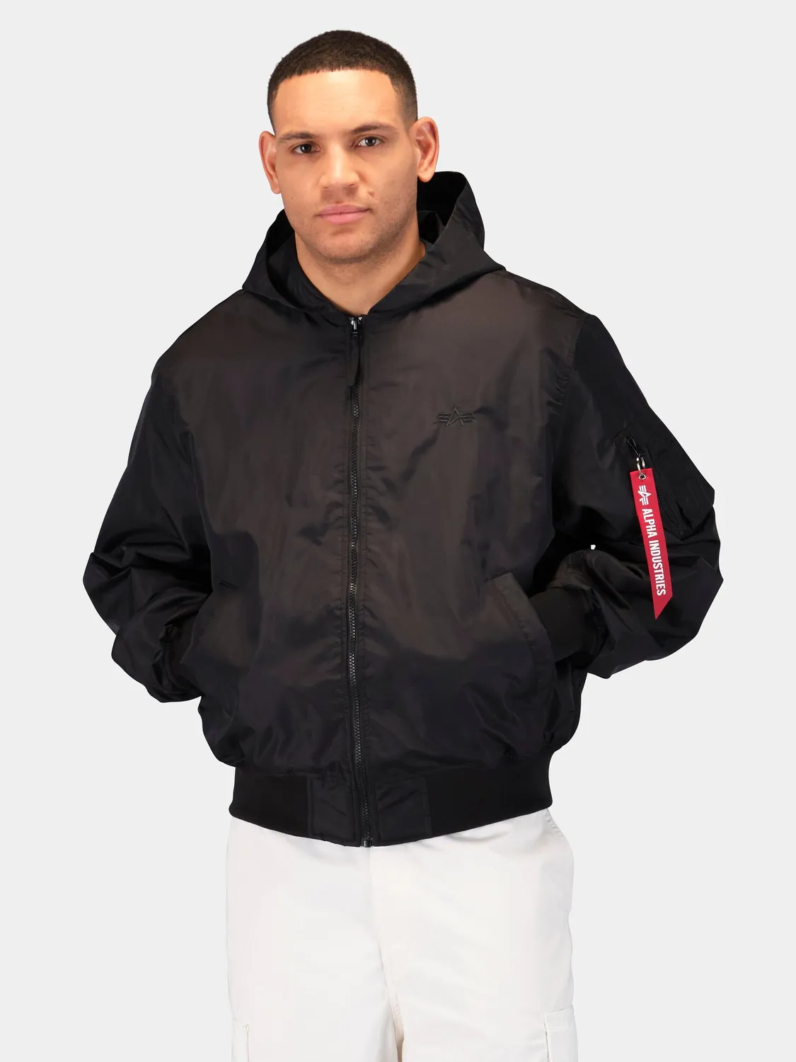Alpha Industries L-2B Logo Hooded Hunter geaca Replica Blue impermeabila