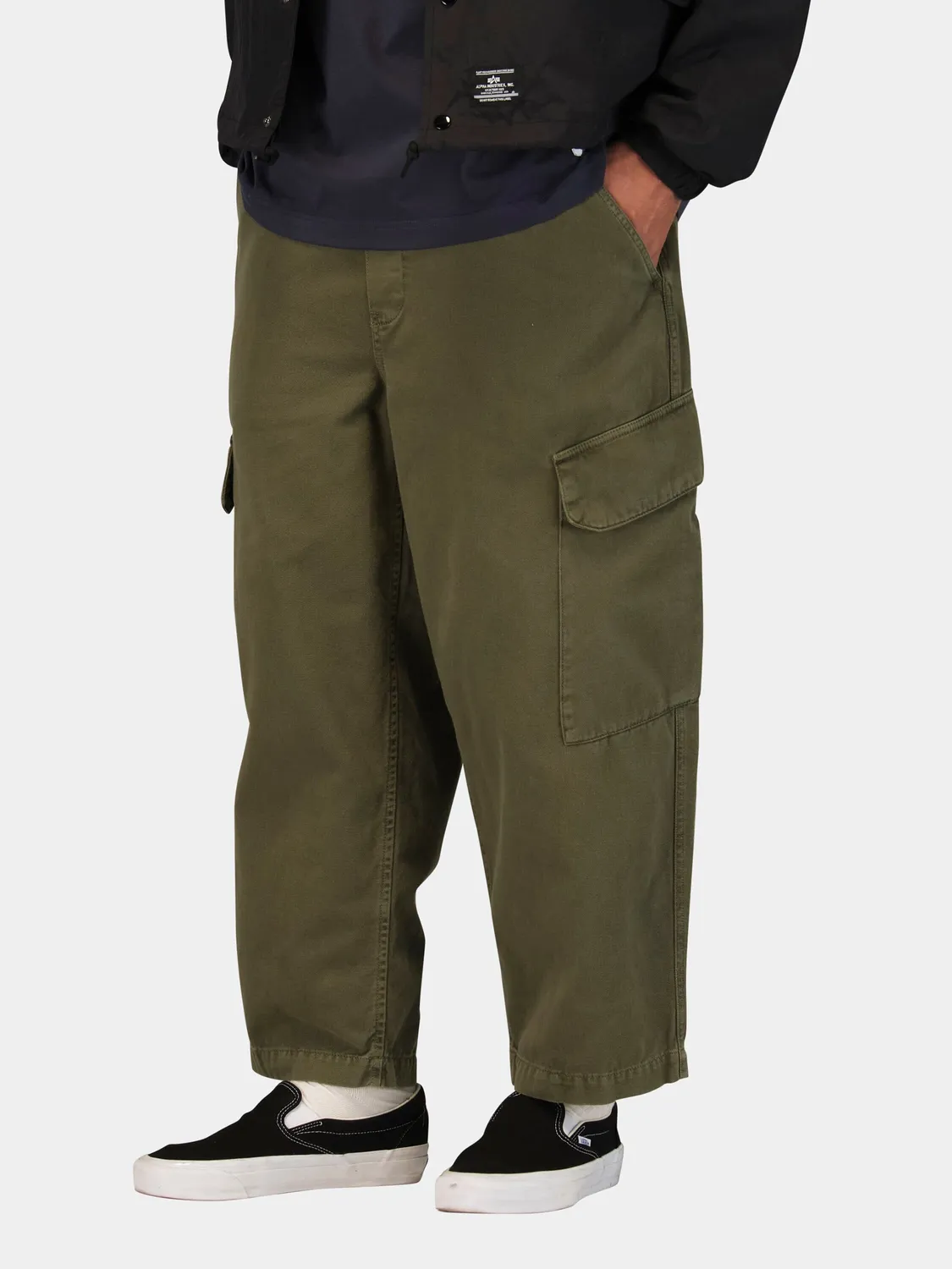 Alpha Industries Cargo Cotton pantaloni Black bumbac