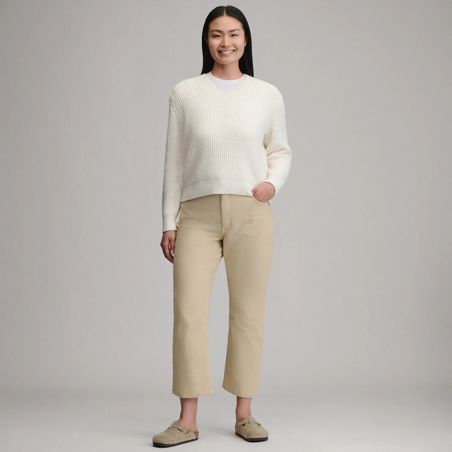 Eddie Bauer Everloft pulover V-Neck Meridian Blue calduros