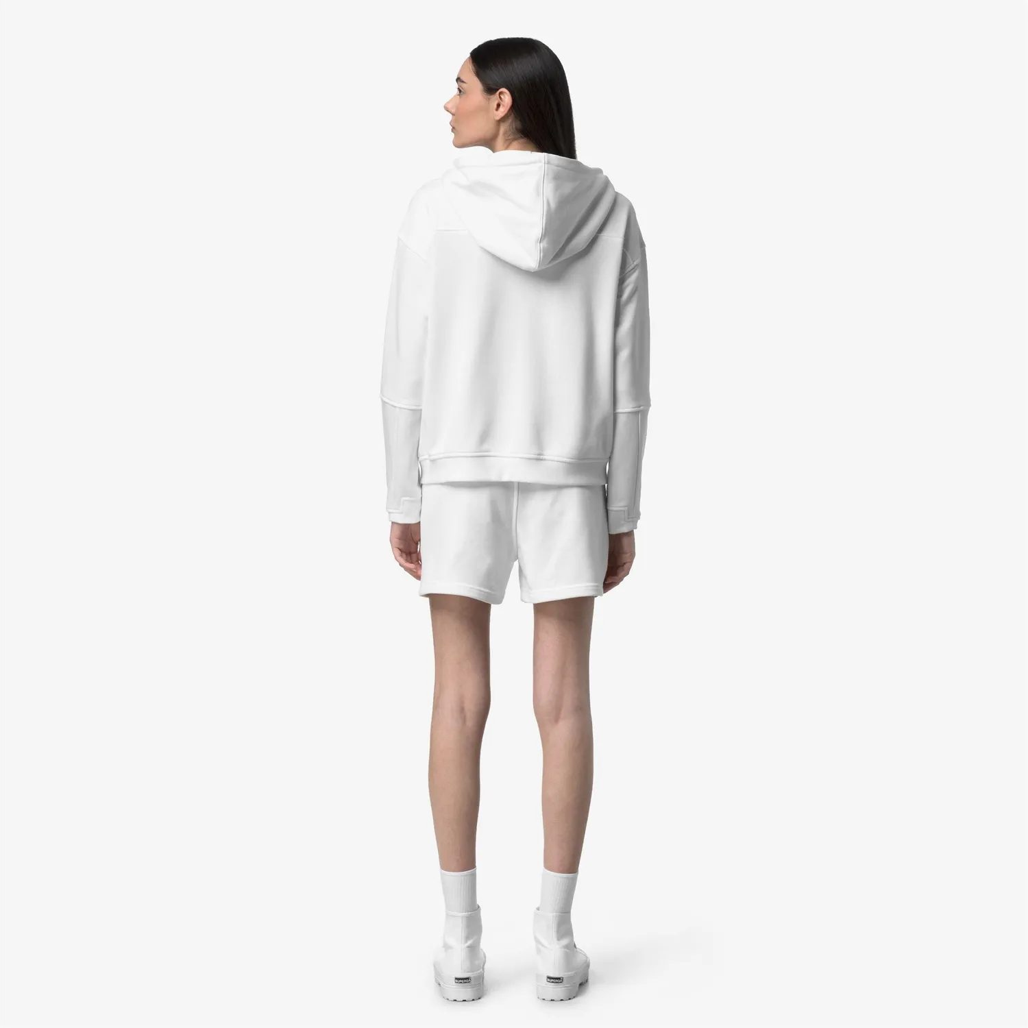 K-Way Lara Poly Cotton hanorac dama alb cu fermoar