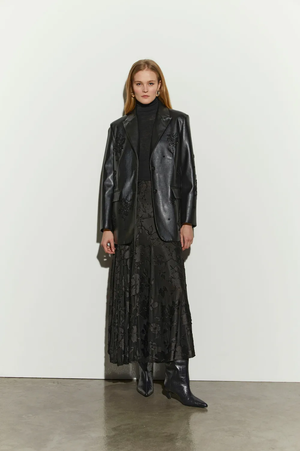 Isabelle Blanche Blazer sacou negru M piele ecologica