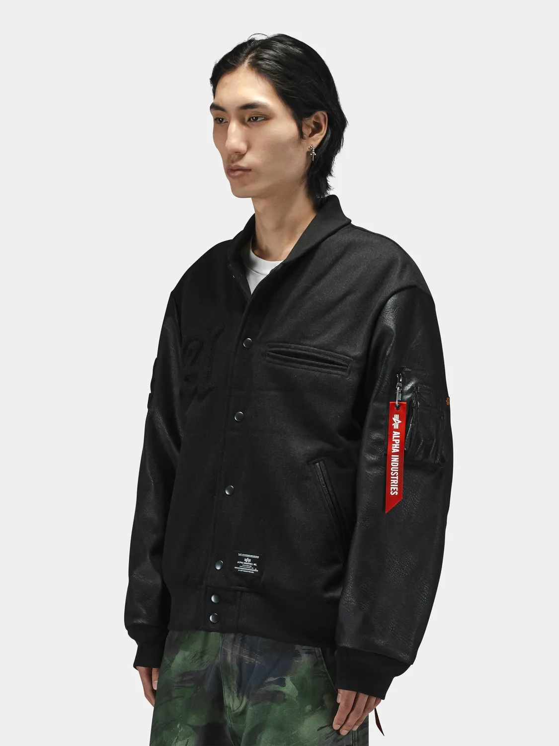 Alpha Industries Letterman geaca neagra lana