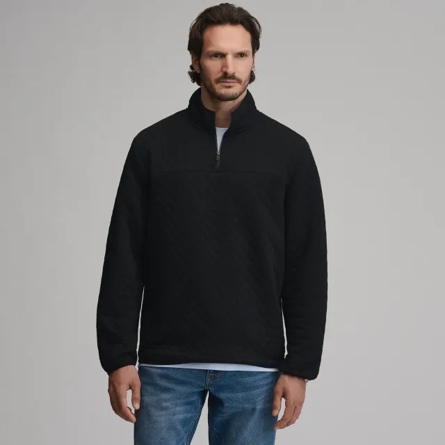 Eddie Bauer Quilted Pulover Barbati Quarter-Zip Negru