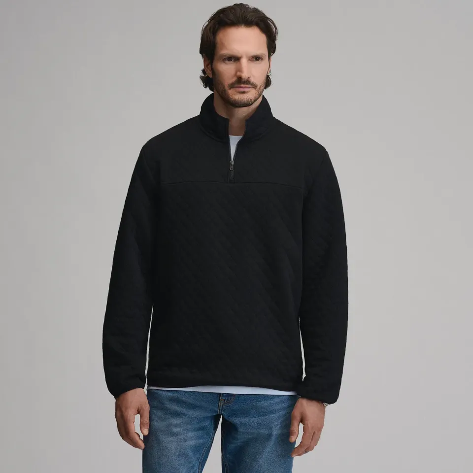 Eddie Bauer Quilted Pulover Barbati Quarter-Zip Negru