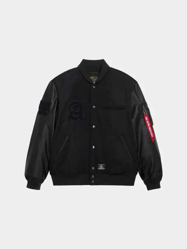 Alpha Industries Letterman geaca neagra lana