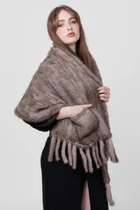 Mareus Silver Blue 302 șal blană vizon împletit