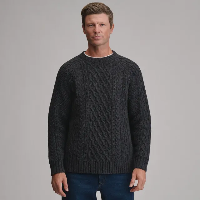 Eddie Bauer Northwest Cable-Knit pulover Natural tricotat