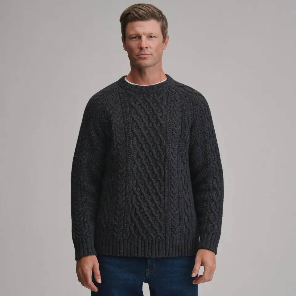 Eddie Bauer Northwest Cable-Knit pulover Natural tricotat