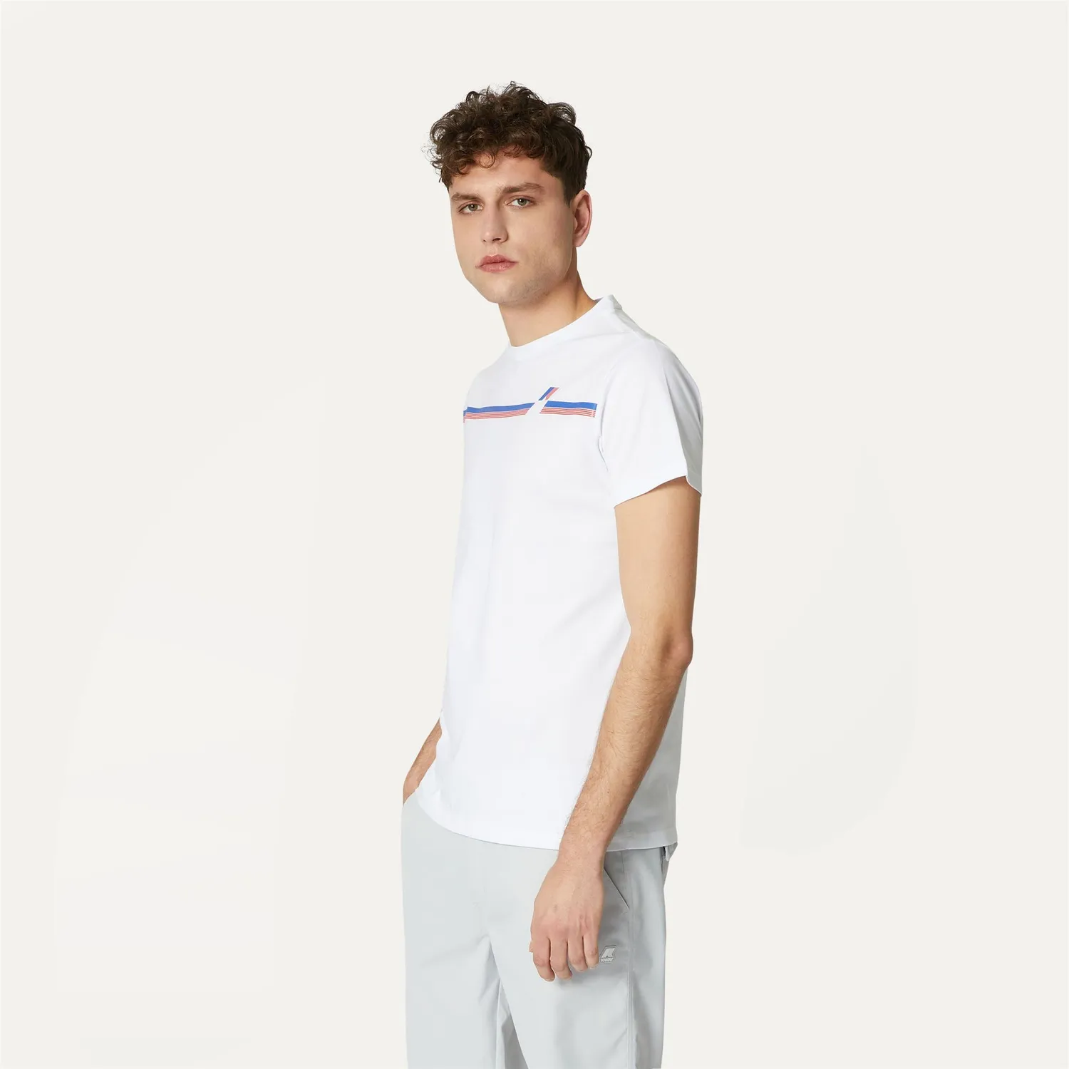 K-Way Odom Logo Stripes tricou barbati White bumbac