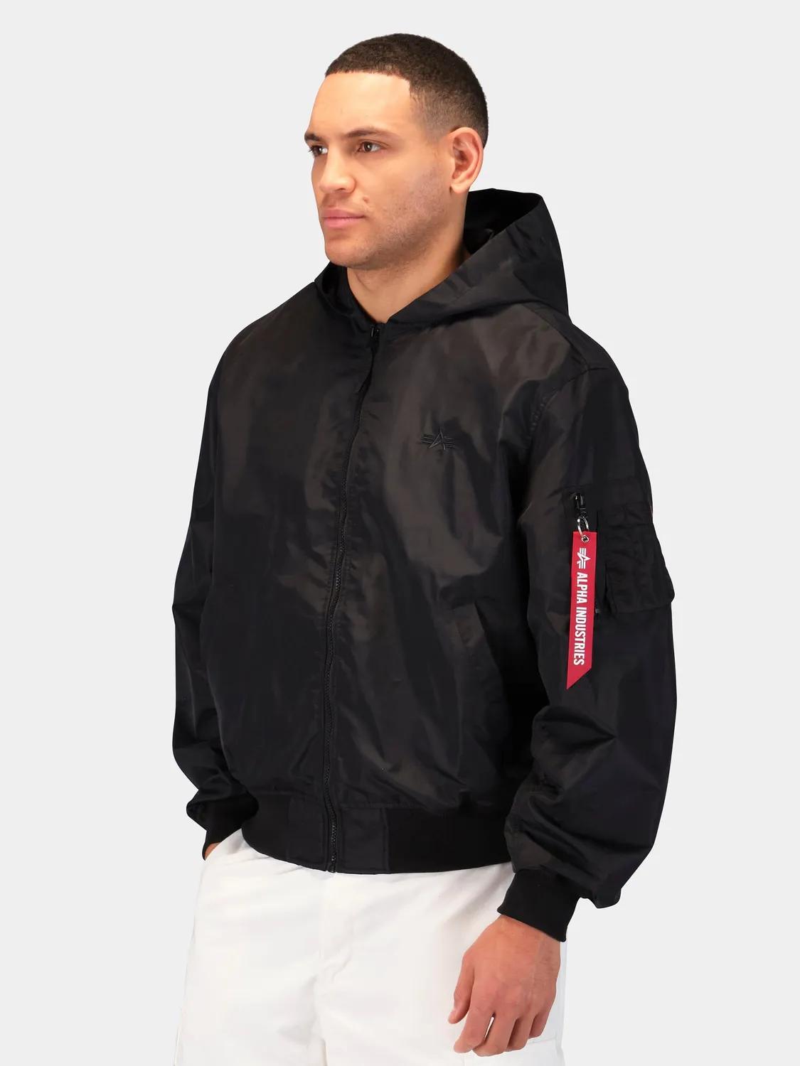 Alpha Industries L-2B Logo Hooded Hunter geaca Replica Blue impermeabila