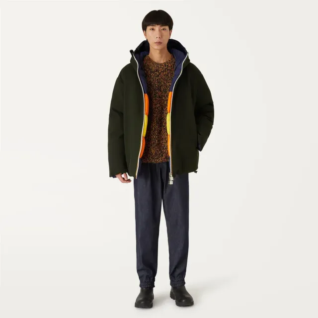 K-Way Eloi Double Wool Stripes geacă verde puf