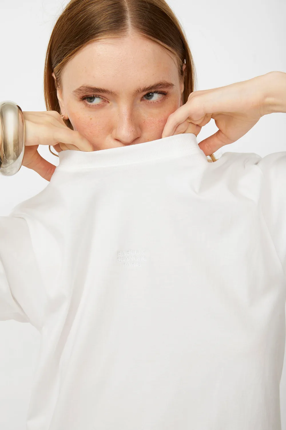 Isabelle Blanche set 2 tricouri bumbac logo brodat