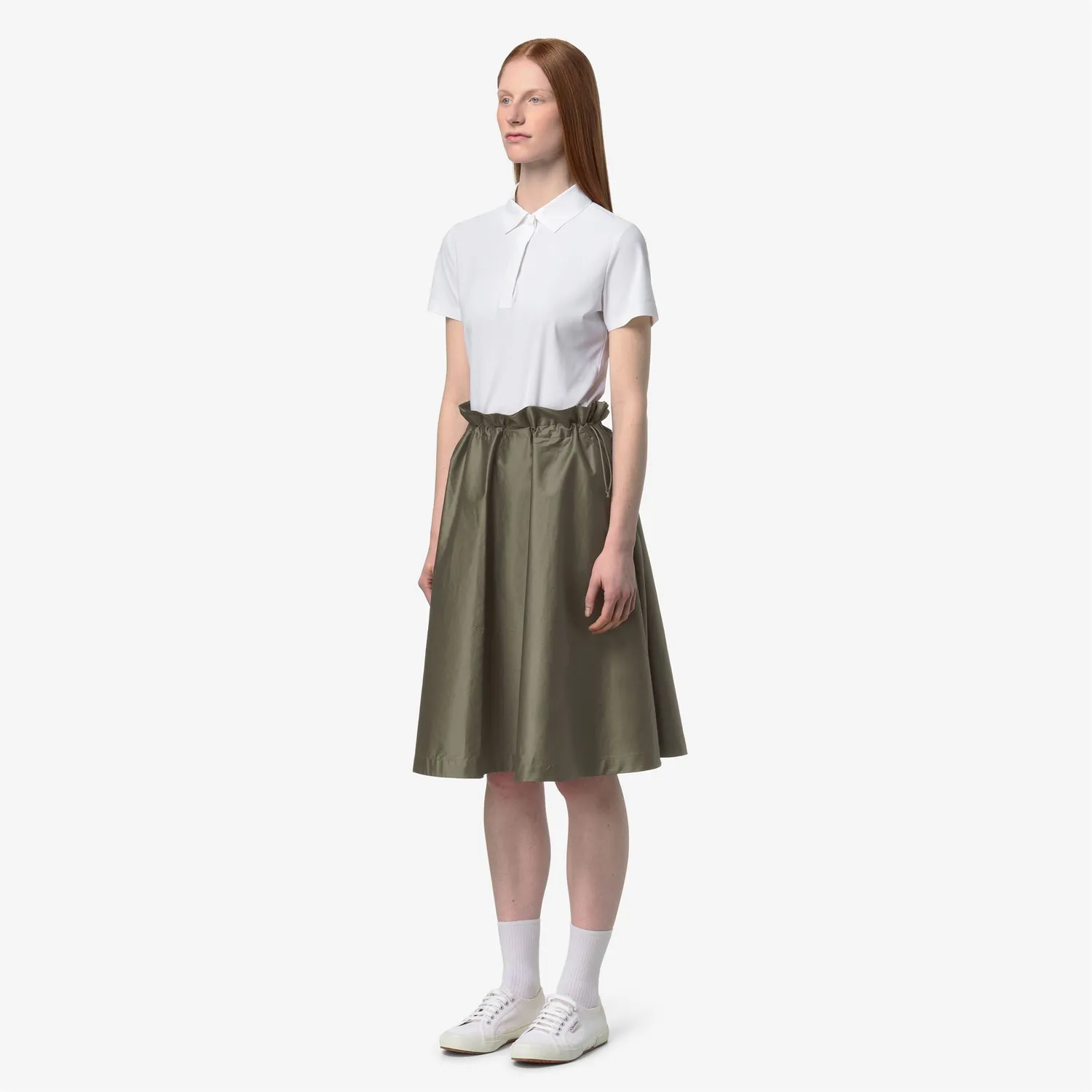K-Way Gaelal Shiny Cotton fustă damă verde satinată