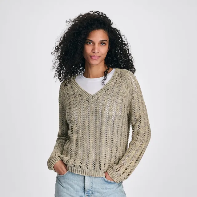 Eddie Bauer Pointelle pulover dama Yellow delicat