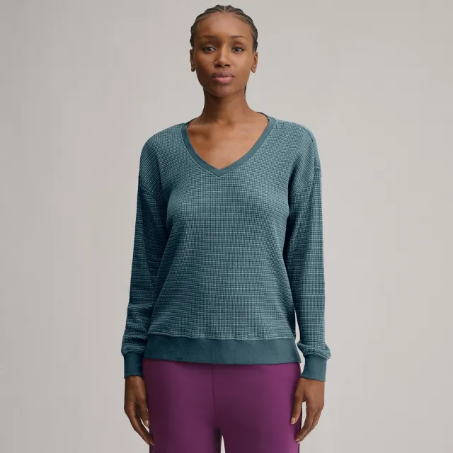 Eddie Bauer bluza termica femei Meridian Blue dungi calduroasa