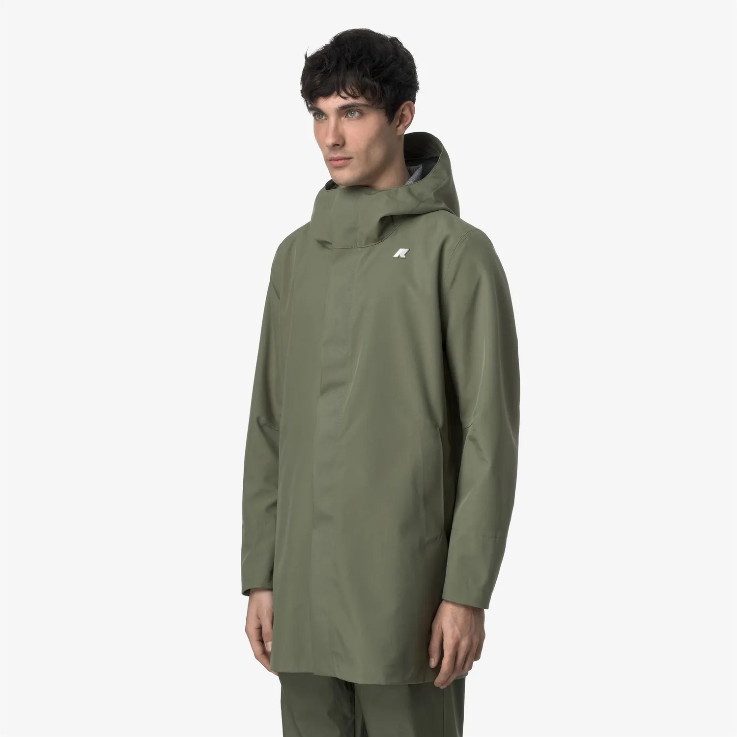 K-Way Tommy palton barbati 3/4 verde impermeabil