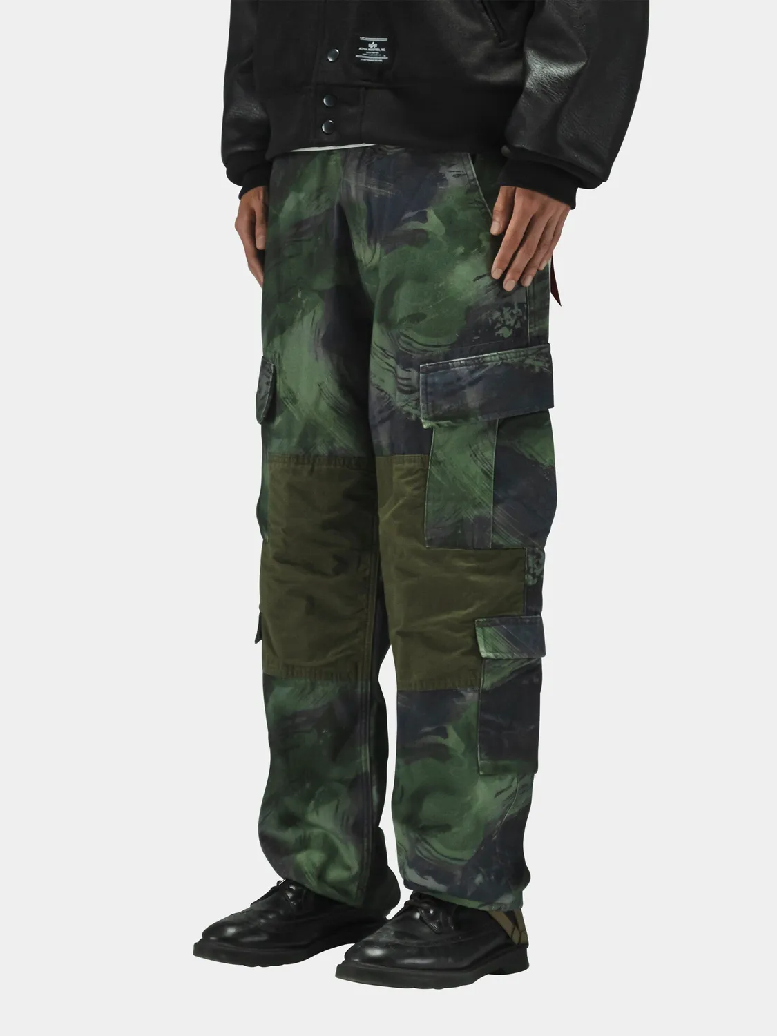 Alpha Industries ACU pantaloni cargo olive camo bumbac
