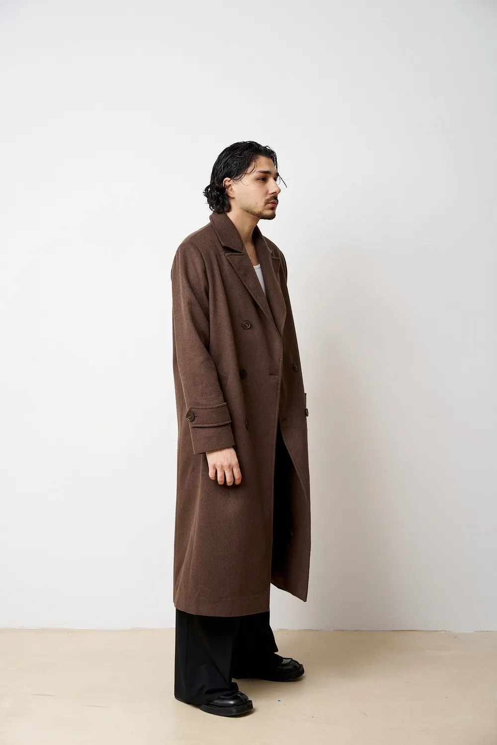 Mareus 529 palton lână bărbați lung maro Espresso Brown