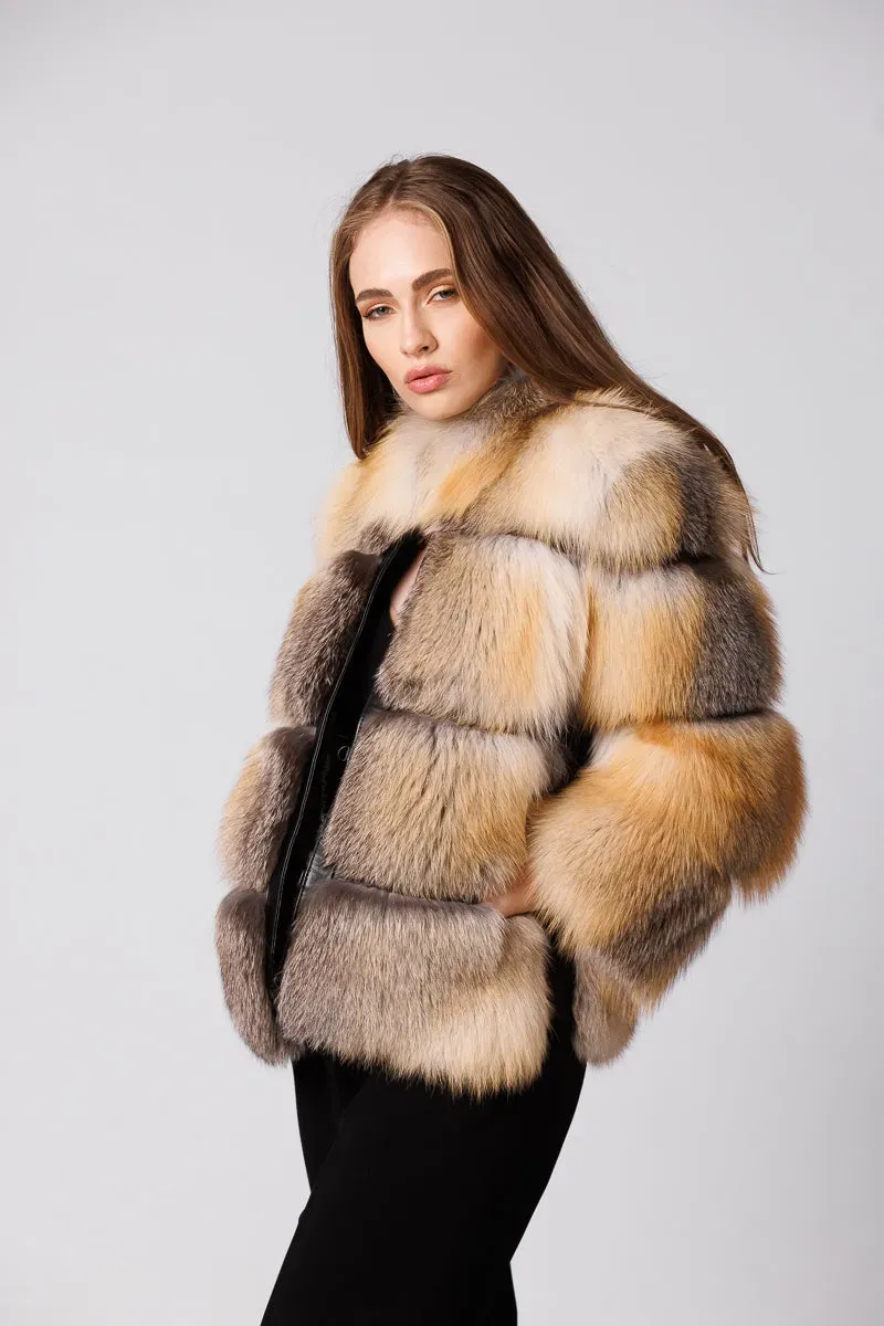 Mareus 244 haină blană vulpe canadiană Brown Frost