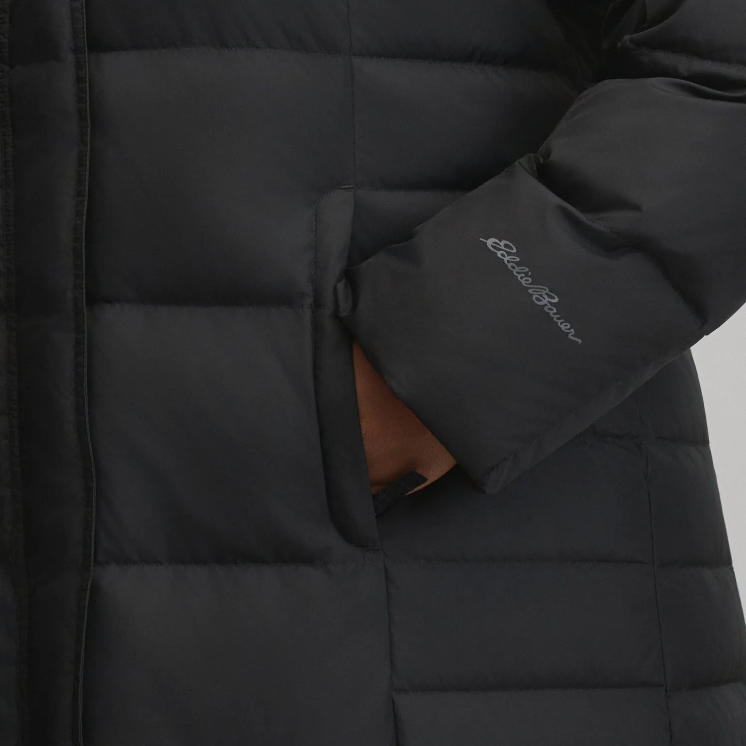 Eddie Bauer Lodge Down Duffle palton dama negru lung calduros