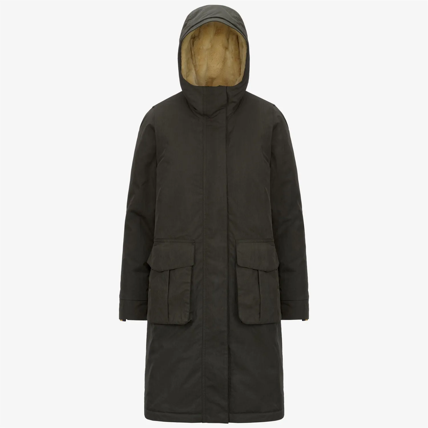 K-Way Brunil Cotton Feel parka lunga dama verde calduroasa